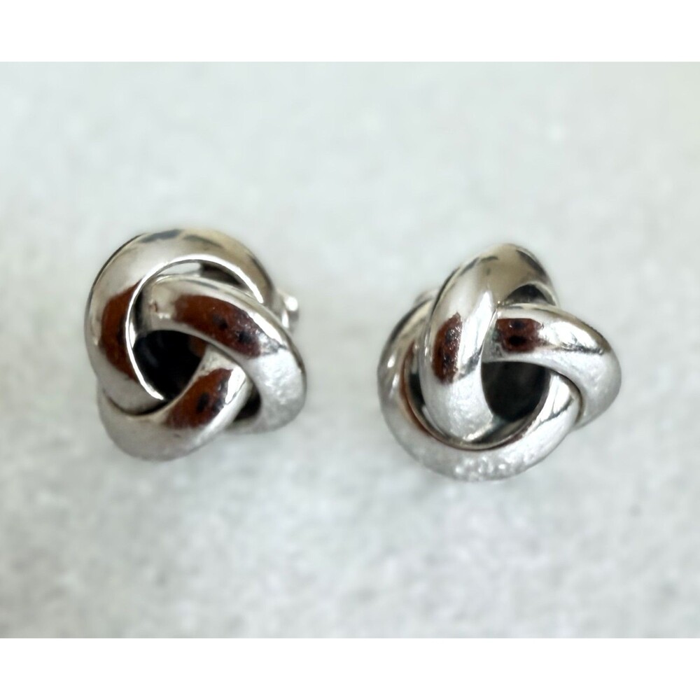 Vintage Monet Silver Tone Love Knot Pierced Stud Earrings